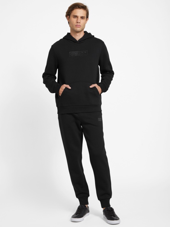 черна качулка Guess Eco Harvey Logo