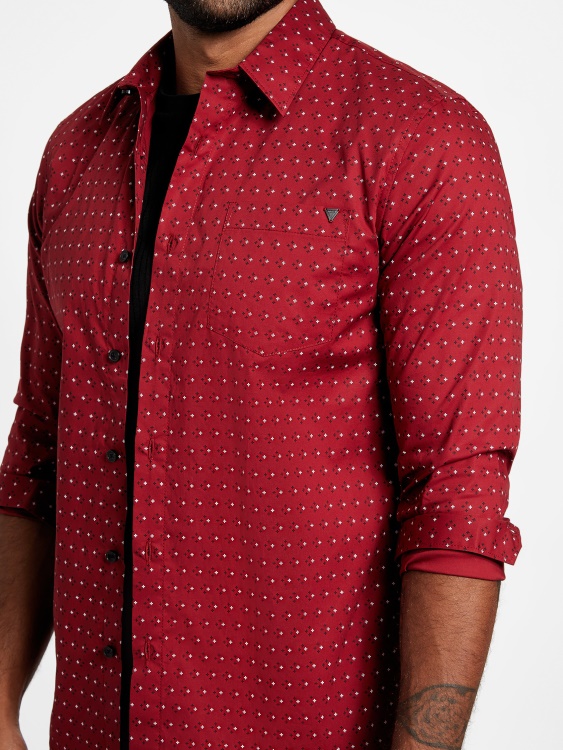 риза с червен ноар Guess Tully Geo S Pocket