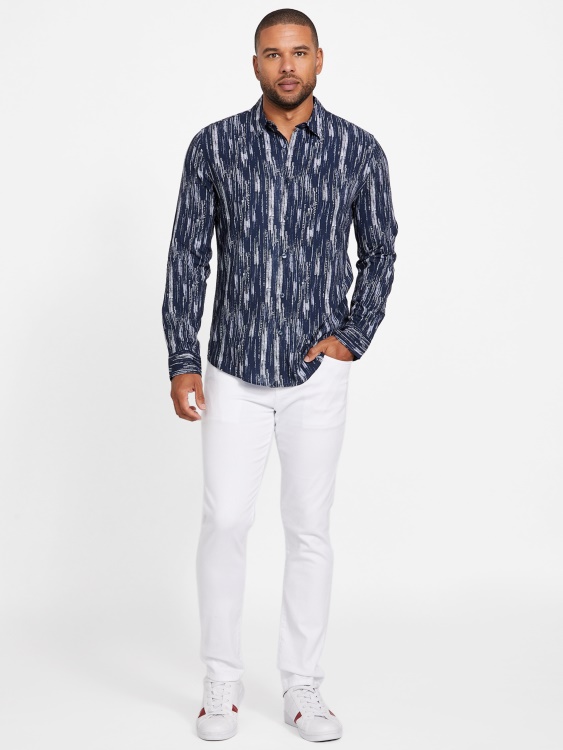 риза с ботанически щампи Guess Silk Blue