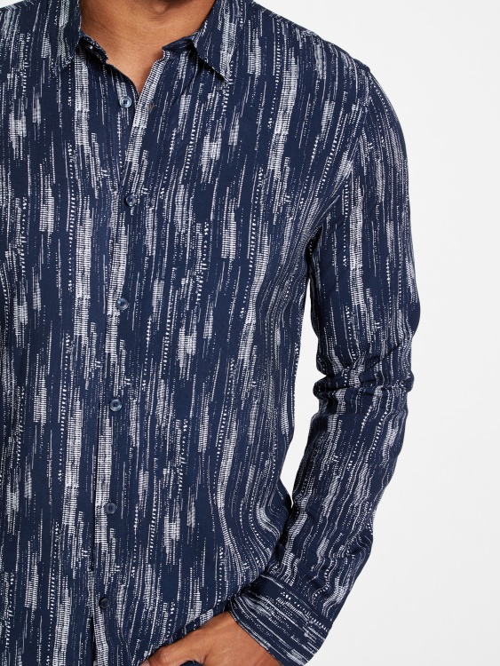 риза с ботанически щампи Guess Silk Blue