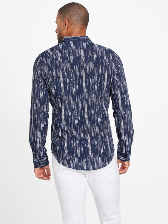 риза с ботанически щампи Guess Silk Blue