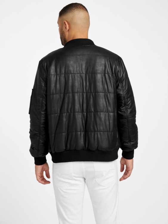 джет черно Albo реверсивно яке от изкуствена кожа Guess