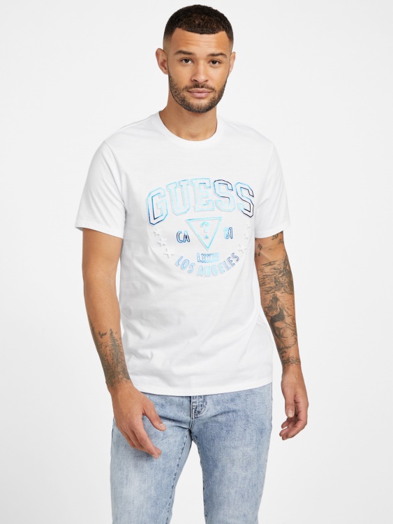 чисто бяла тениска с лого Guess Eco Sammo