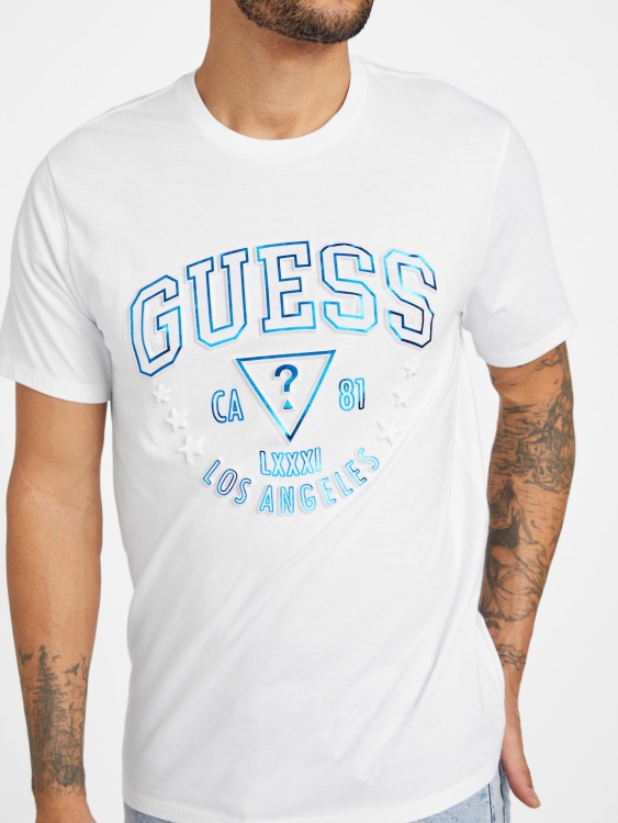 чисто бяла тениска с лого Guess Eco Sammo