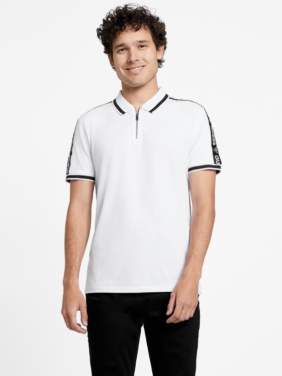 Guess Pure White Eco Jon Zip Polo