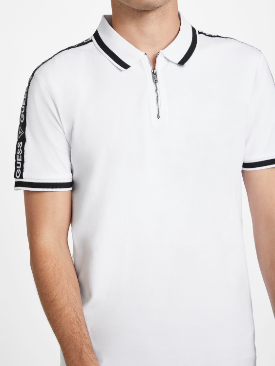 Guess Pure White Eco Jon Zip Polo