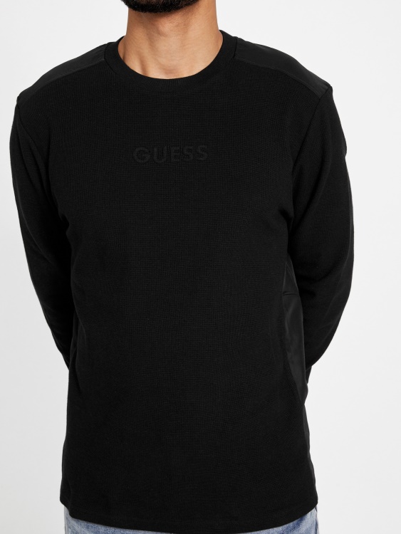 Nabry тениска с дълги ръкави с цветен блок Guess джет черно