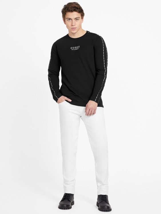 еко мат тениска с деколте Guess Jet Black
