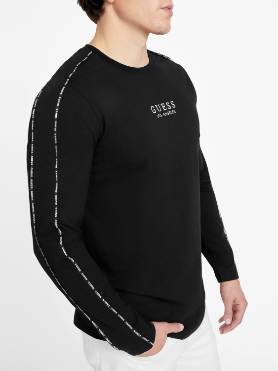 еко мат тениска с деколте Guess Jet Black