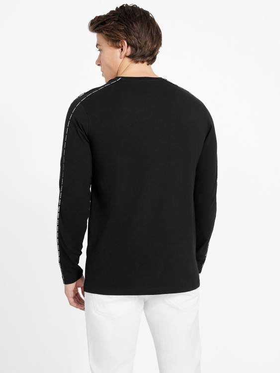 еко мат тениска с деколте Guess Jet Black