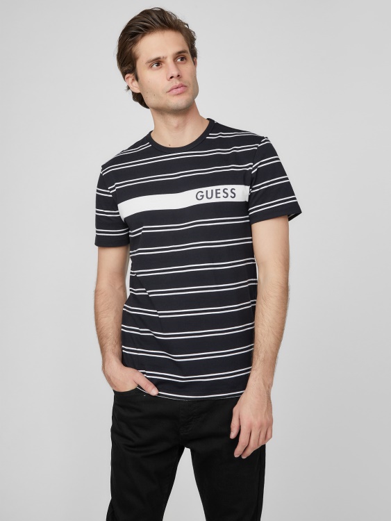Guess тениска на райета в черен петър