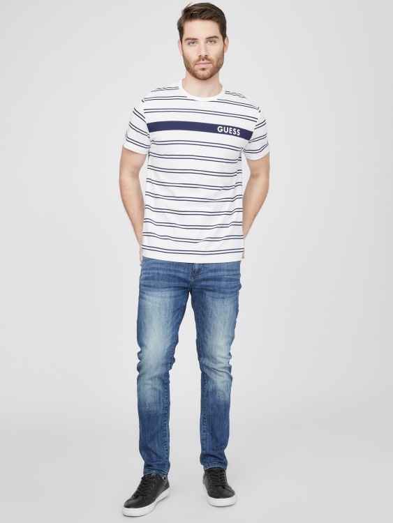 Guess чисто бяла тениска на райета Peter