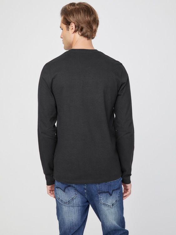тениска с дълга ръкав с еко лого на Guess Jet Black