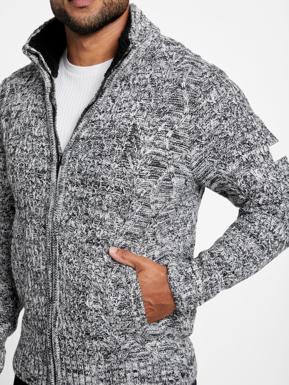 чист бял пуловер с цип от смес от вълна Guess Lane