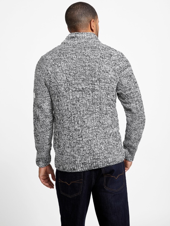 чист бял пуловер с цип от смес от вълна Guess Lane