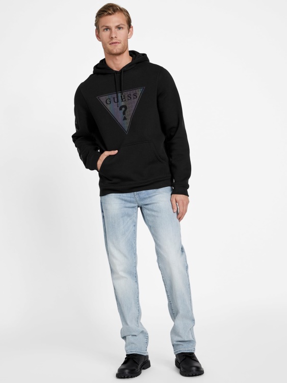суичър с качулка с лого на Трент, джет черен Guess