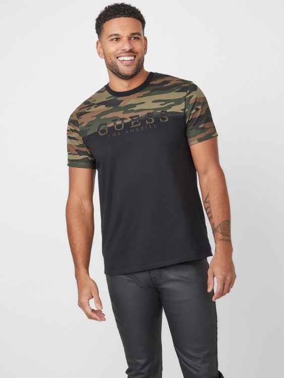 Camo Davion Color-block Logo Tee Guess