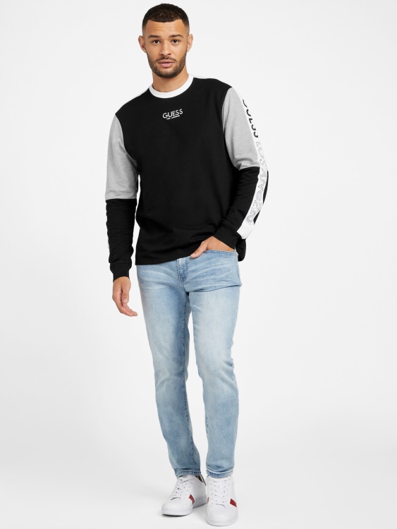 суичър Guess Jet Black Multi Eco Kane Color-block