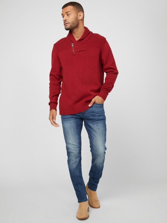 пуловер с шал червен ноар Guess