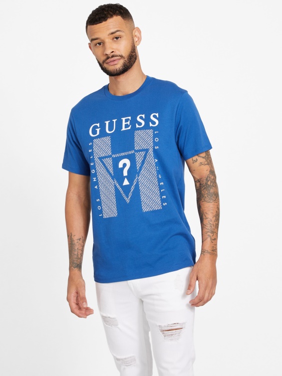тениска с деколте с лого Kwes синя майя Guess