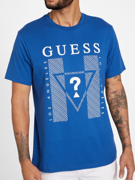 тениска с деколте с лого Kwes синя майя Guess