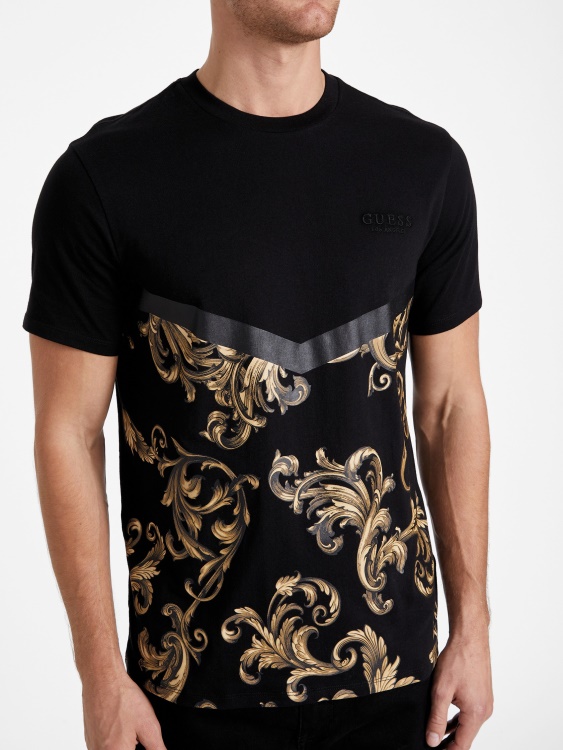 тениска с деколте Eco Cid Jet Black Guess