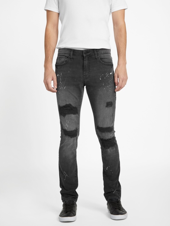 Guess Eco Liam тесни дънки черни унищожи