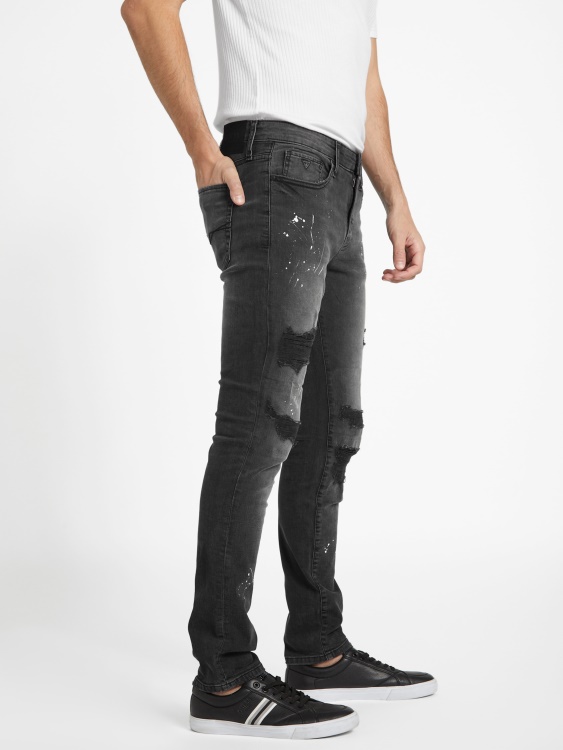 Guess Eco Liam тесни дънки черни унищожи