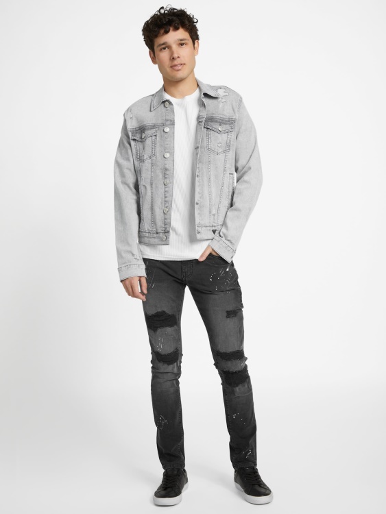 Guess Eco Liam тесни дънки черни унищожи