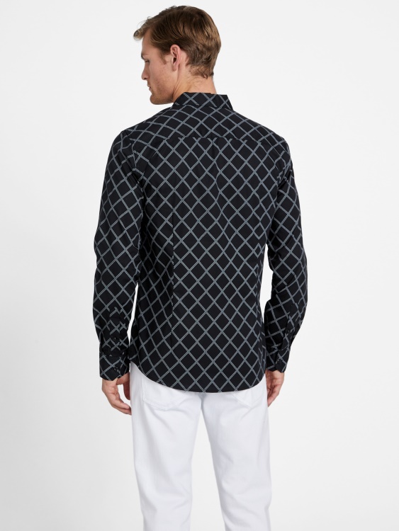 черна копийна геометрична риза Guess