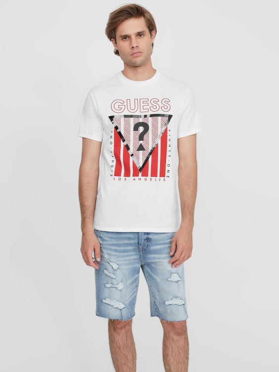 чисто бяла тениска с лого Eco Ulmo Guess