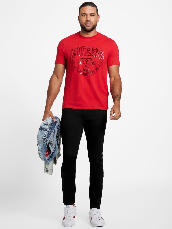 университетска червена тениска с лого на Sammo Guess