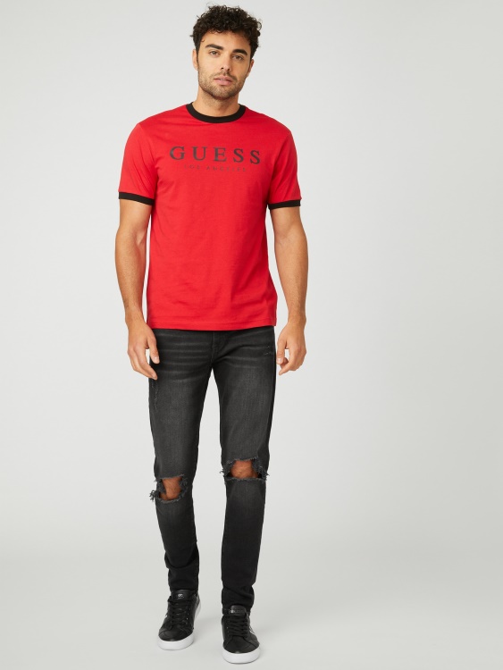 Guess Varsity червена тениска с лого на Кърк