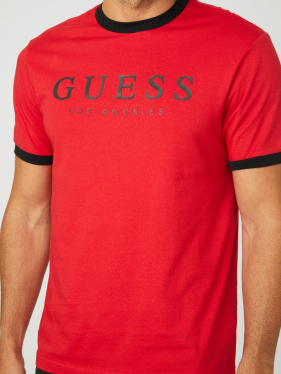 Guess Varsity червена тениска с лого на Кърк