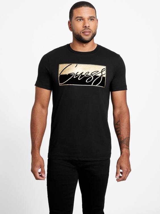 Guess Nivellen лого Tee джет черно