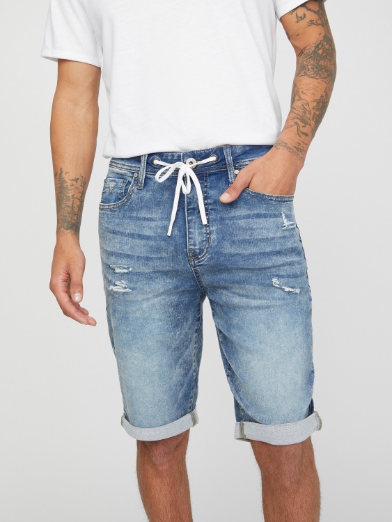 средно унищожени дънкови шорти Lannie със шнур Guess