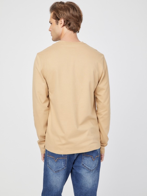 тениска с дълга ръка Guess Taupe еко лого