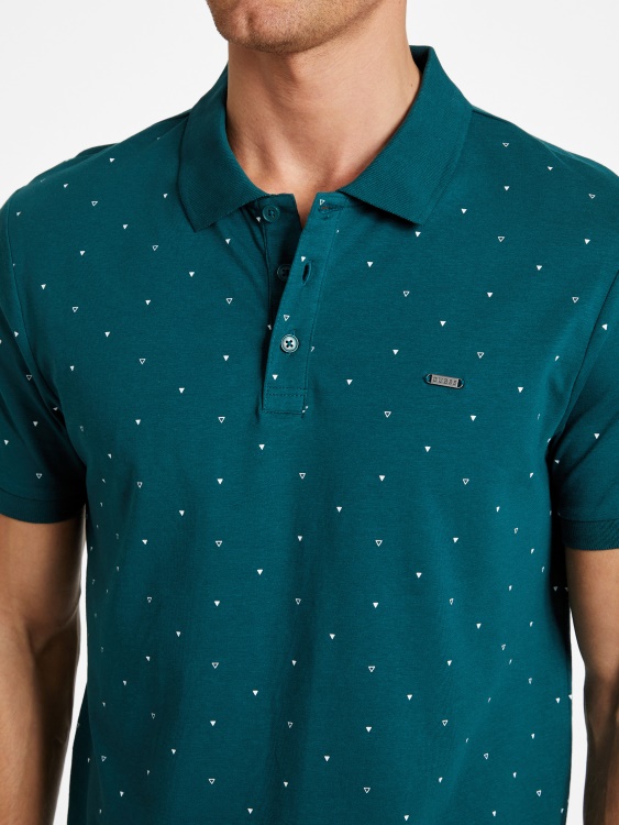 Guess тениска Regal Teal Eco Dev Geometric Polo