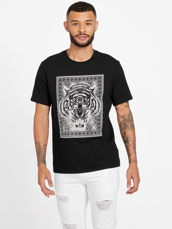 черна тениска с деколте Guess Eco Kobbs