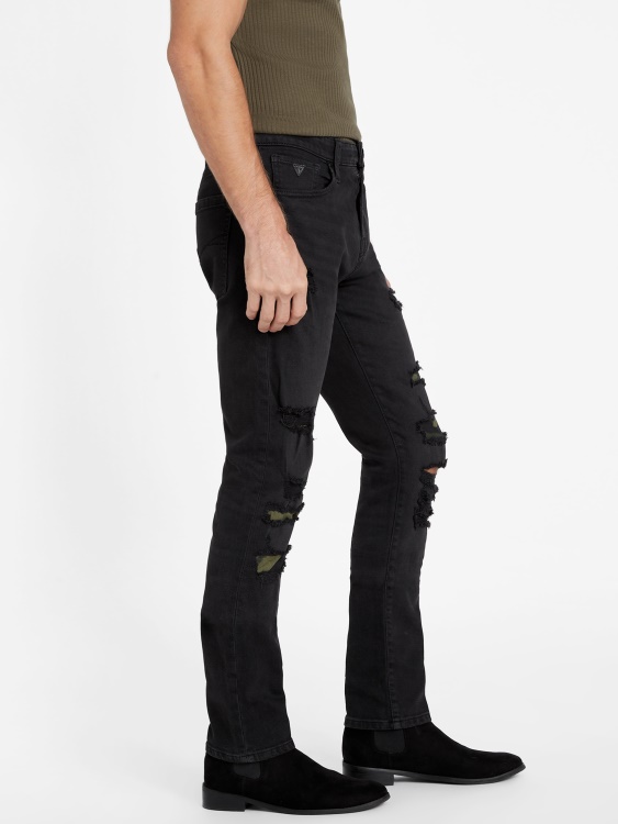 Guess Black Destruct Eco Draw тесни дънки за разкъсване и ремонт