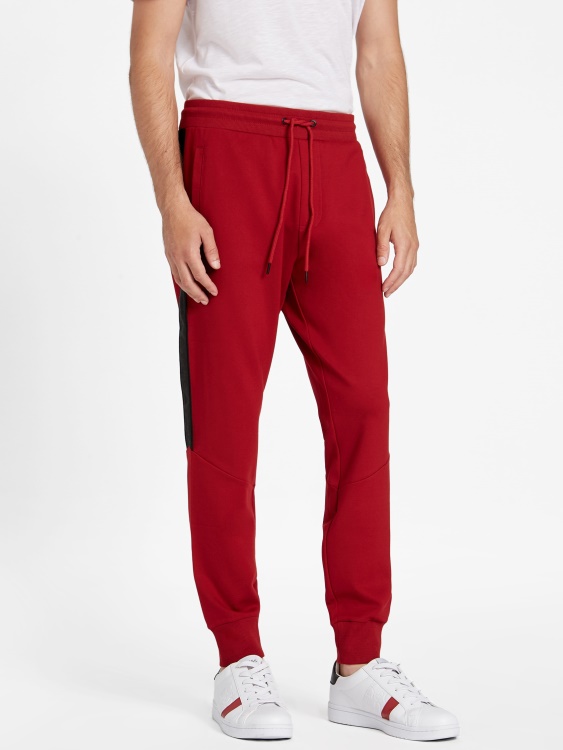 Guess Jon Logo Tape Joggers Red Noir
