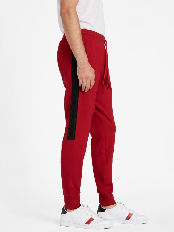 Guess Jon Logo Tape Joggers Red Noir
