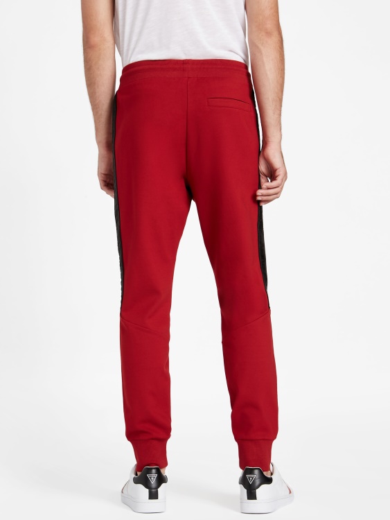 Guess Jon Logo Tape Joggers Red Noir