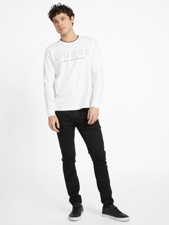 калико лого тениска с дълъг ръкав Guess чисто бяло