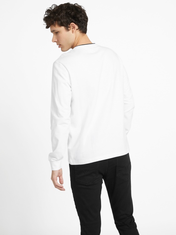 калико лого тениска с дълъг ръкав Guess чисто бяло