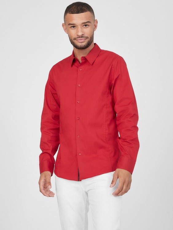 Guess Damon риза от поплин Varsity Red
