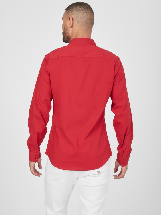 Guess Damon риза от поплин Varsity Red