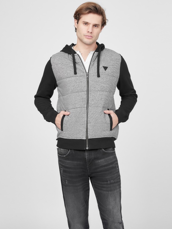 суичър с качулка от руно Lanter Jet Black Guess