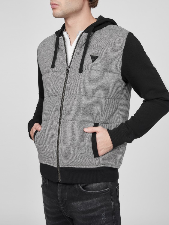 суичър с качулка от руно Lanter Jet Black Guess