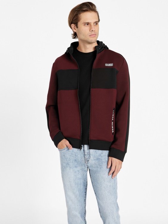 Benson Scuba Mock Neck Zip Jacket Marmont Red Guess